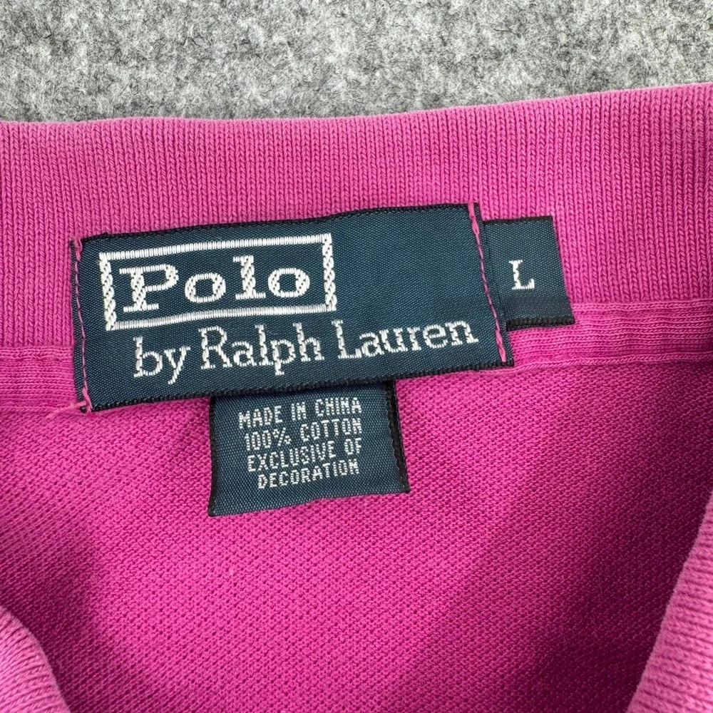 Polo Ralph Lauren Mens Magenta Pink Short Sleeve Pique Polo Shirt Large Logo